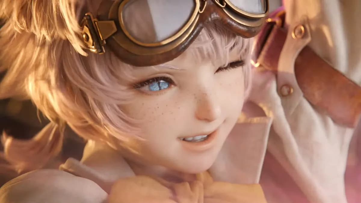 ゴーグルの少女の笑顔